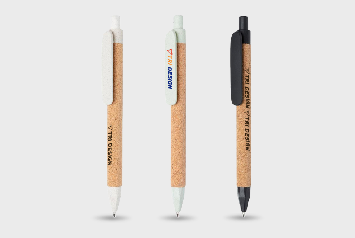 Pen van gerecycled tarwestro en kurk